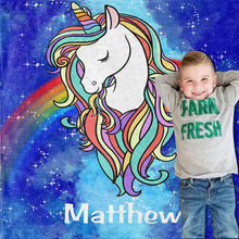 Load image into Gallery viewer, Personalized Magical Unicorn Fleece Blanket 02