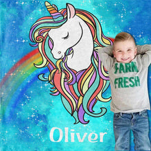 Load image into Gallery viewer, Personalized Magical Unicorn Fleece Blanket 02
