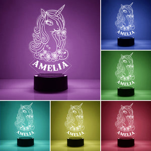 Custom Unicorn Night Lights with Name / 7 Color Changing LED Lamp V03