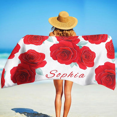 Personalized Beach Towels With Name II05- Rose