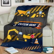 Load image into Gallery viewer, Custom Name Fleece Cartoon Blanket I21 - Construction