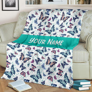 Custom Name Fleece Butterfly Blanket