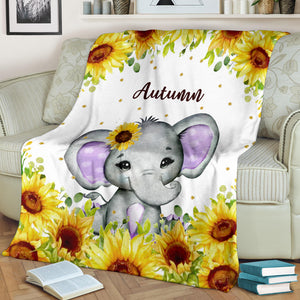 Personalized Elephant Blanket With Name IV08