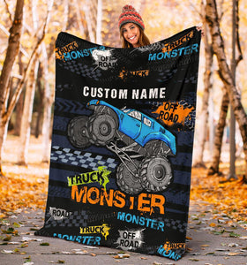 Custom Name Fleece Cartoon Blanket II03 - Truck