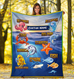 Custom Education Blanket I01 - Sea Animals