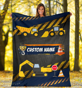 Custom Name Fleece Cartoon Blanket I21 - Construction