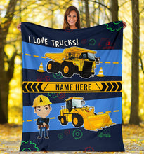 Load image into Gallery viewer, Custom Name Fleece Cartoon Blanket I03 - Truck