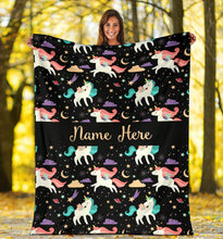 Load image into Gallery viewer, Custom Name Fleece Cartoon Blanket I11 - Unicorn