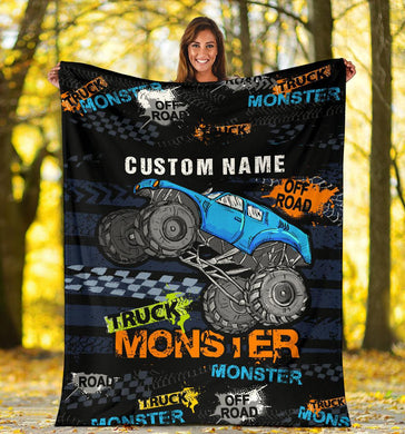 Custom Name Fleece Cartoon Blanket II03 - Truck