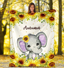 Load image into Gallery viewer, Personalized Elephant Blanket With Name IV08