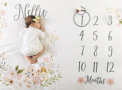 Personalized Baby Milestone Fleece Blanket I01