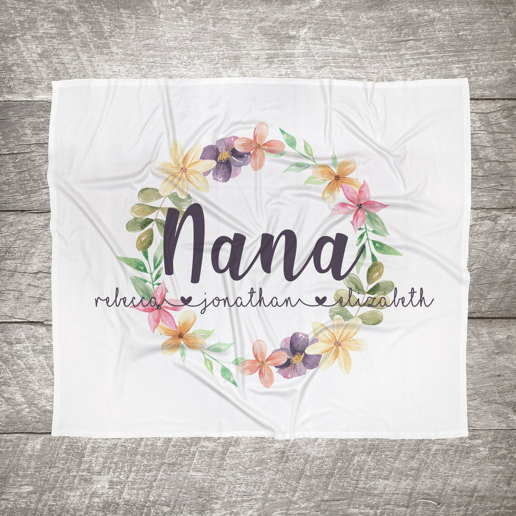 Personalized Mom/Grandma/Nana Floral Blankets I15