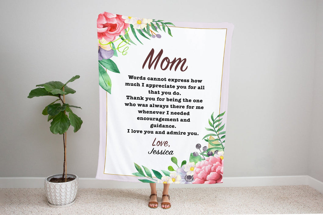 Personalized Mom/Grandma/Nana Floral Blankets I20