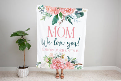Personalized Mom/Grandma/Nana Floral Blankets I11