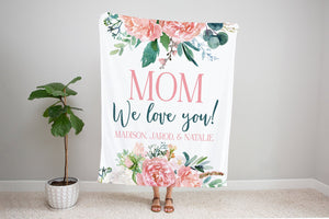 Personalized Mom/Grandma/Nana Floral Blankets I11