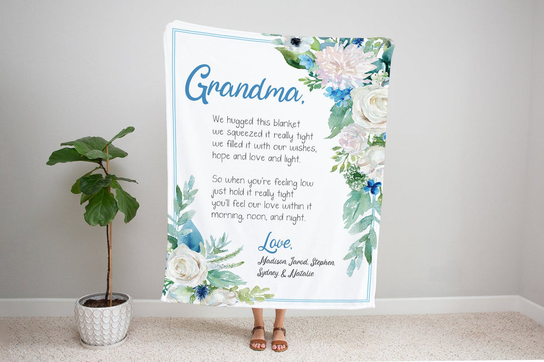 Personalized Mom/Grandma/Nana Floral Blankets I10
