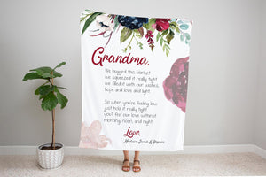 Personalized Mom/Grandma/Nana Floral Blankets I05