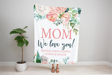 Personalized Mom/Grandma/Nana Floral Blankets I13