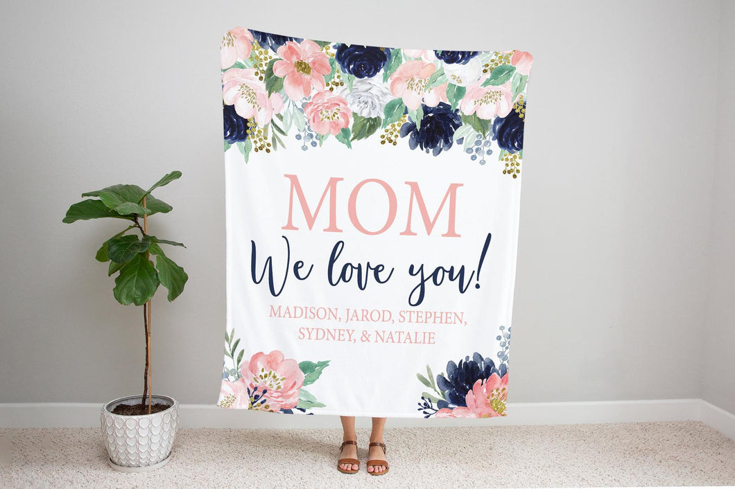 Personalized Mom/Grandma/Nana Floral Blankets I12
