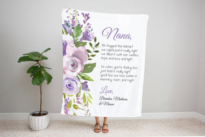 Personalized Mom/Grandma/Nana Floral Blankets I03