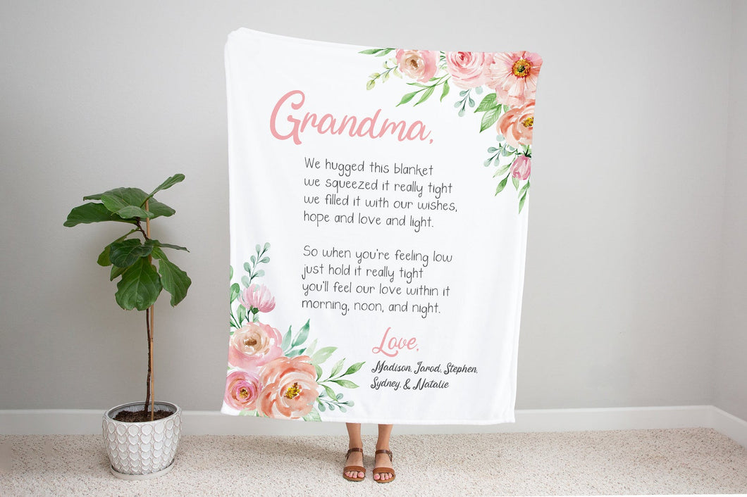 Personalized Mom/Grandma/Nana Floral Blankets I07