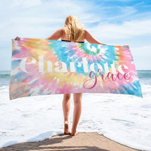 Load image into Gallery viewer, Personalized Beach Towels Tie Dye V03