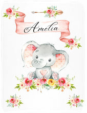 Load image into Gallery viewer, Personalized Name Fleece Blanket - Elephant01