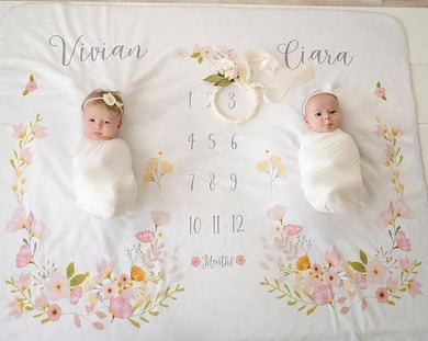 Personalized Baby Milestone Fleece Blanket I10