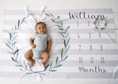 Personalized Baby Milestone Fleece Blanket I04