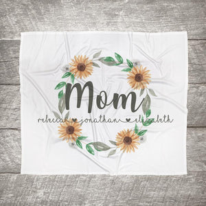 Personalized Mom/Grandma/Nana Floral Blankets I19