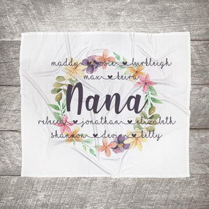 Personalized Mom/Grandma/Nana Floral Blankets I15