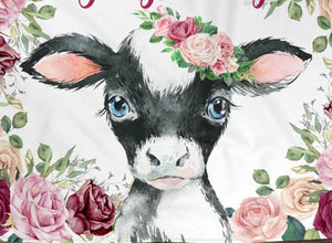 Personalized Name Fleece Blanket-Cow I03
