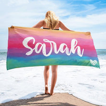 Load image into Gallery viewer, Personalized Tie Dye Colorful Beach Towels
