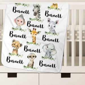 Personalized Name Fleece Blanket - Animals25