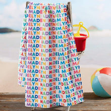 Load image into Gallery viewer, Personalized Vibrant Names Beach Towels