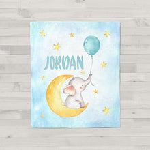 Load image into Gallery viewer, Personalized Name Fleece Blanket - Elephant09 Blue