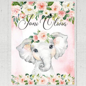 Personalized Name Fleece Blanket - Elephant13