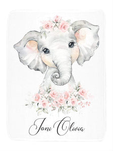 Personalized Name Fleece Blanket - Elephant12