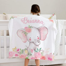 Load image into Gallery viewer, Personalized Name Fleece Blanket - Elephant07