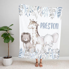 Load image into Gallery viewer, Personalized Name Fleece Blanket - Animal06