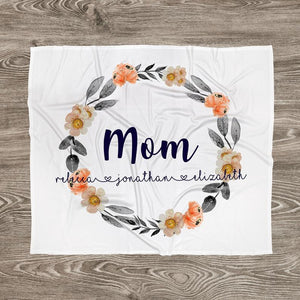 Personalized Mom/Grandma/Nana Floral Blankets I16