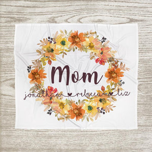 Personalized Mom/Grandma/Nana Floral Blankets I18