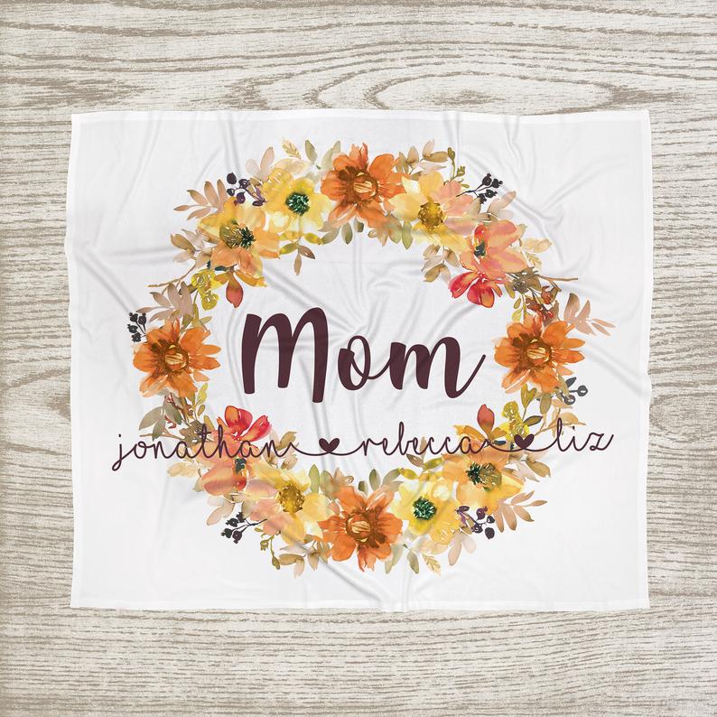 Personalized Mom/Grandma/Nana Floral Blankets I18