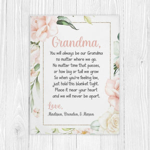 Personalized Mom/Grandma/Nana Floral Blankets I02