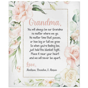 Personalized Mom/Grandma/Nana Floral Blankets I02