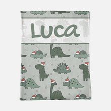 Load image into Gallery viewer, Personalized Christmas Blanket II12-Dinosaur