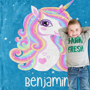Personalized Magical Unicorn Fleece Blanket 01