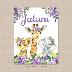 Personalized Name Fleece Elephant Flora Blanket II24