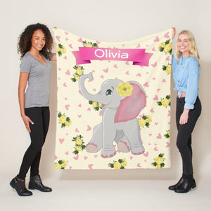 Personalized Elephant Blanket With Name IV07
