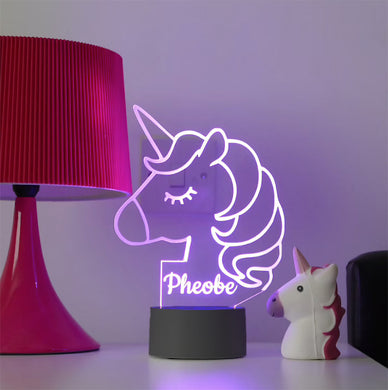 Custom Unicorn Night Lights with Name / 16 Color Changing LED Lamp III42